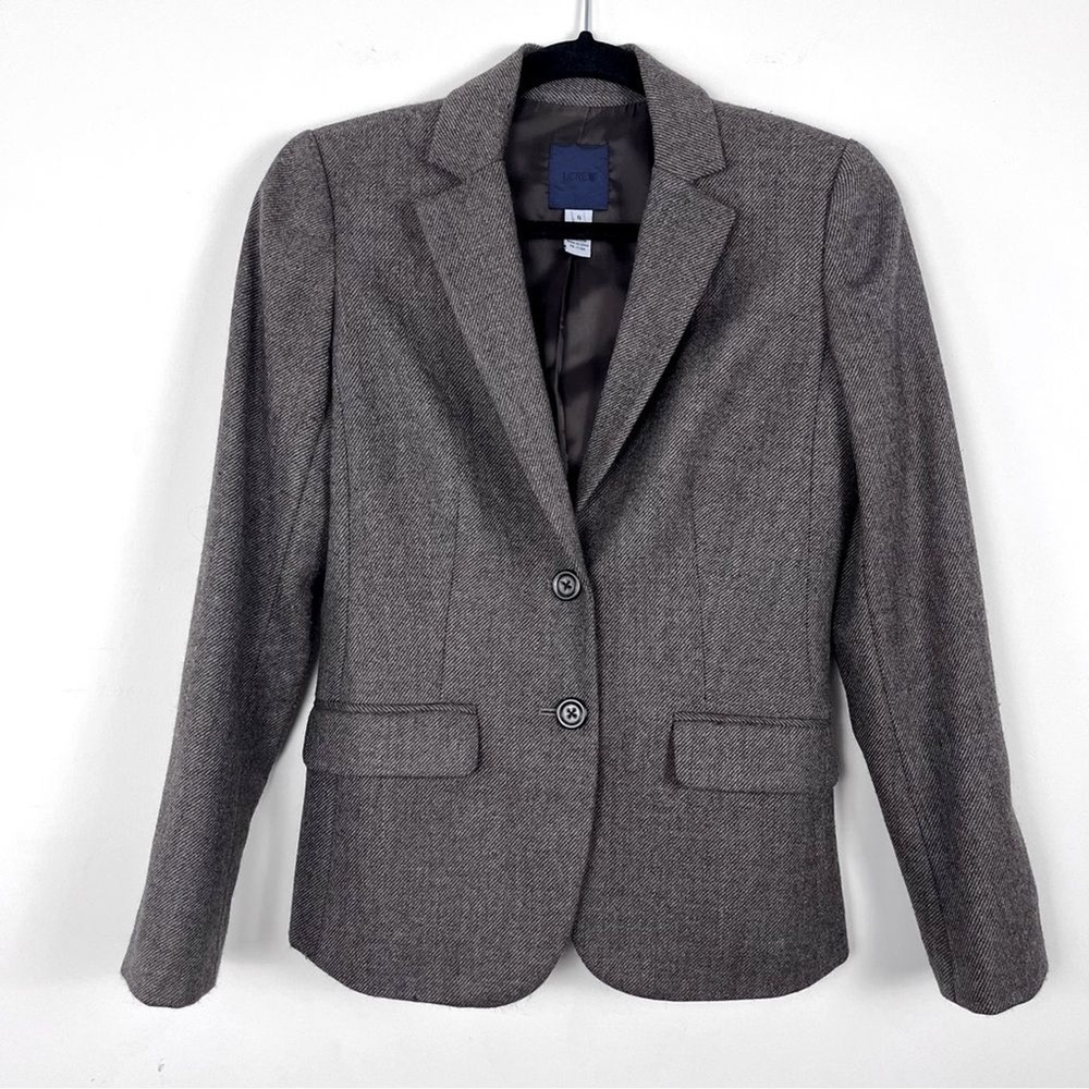 J.Crew Vintage Wool Tweed Schoolboy Blazer, Brown, Size 0